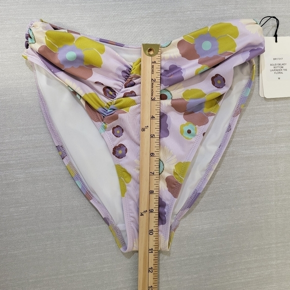 Beth Richards Swim Bottom Womens M Delrey‎ Floral 70s Ruched Side High Waisted - Picture 9 of 10
